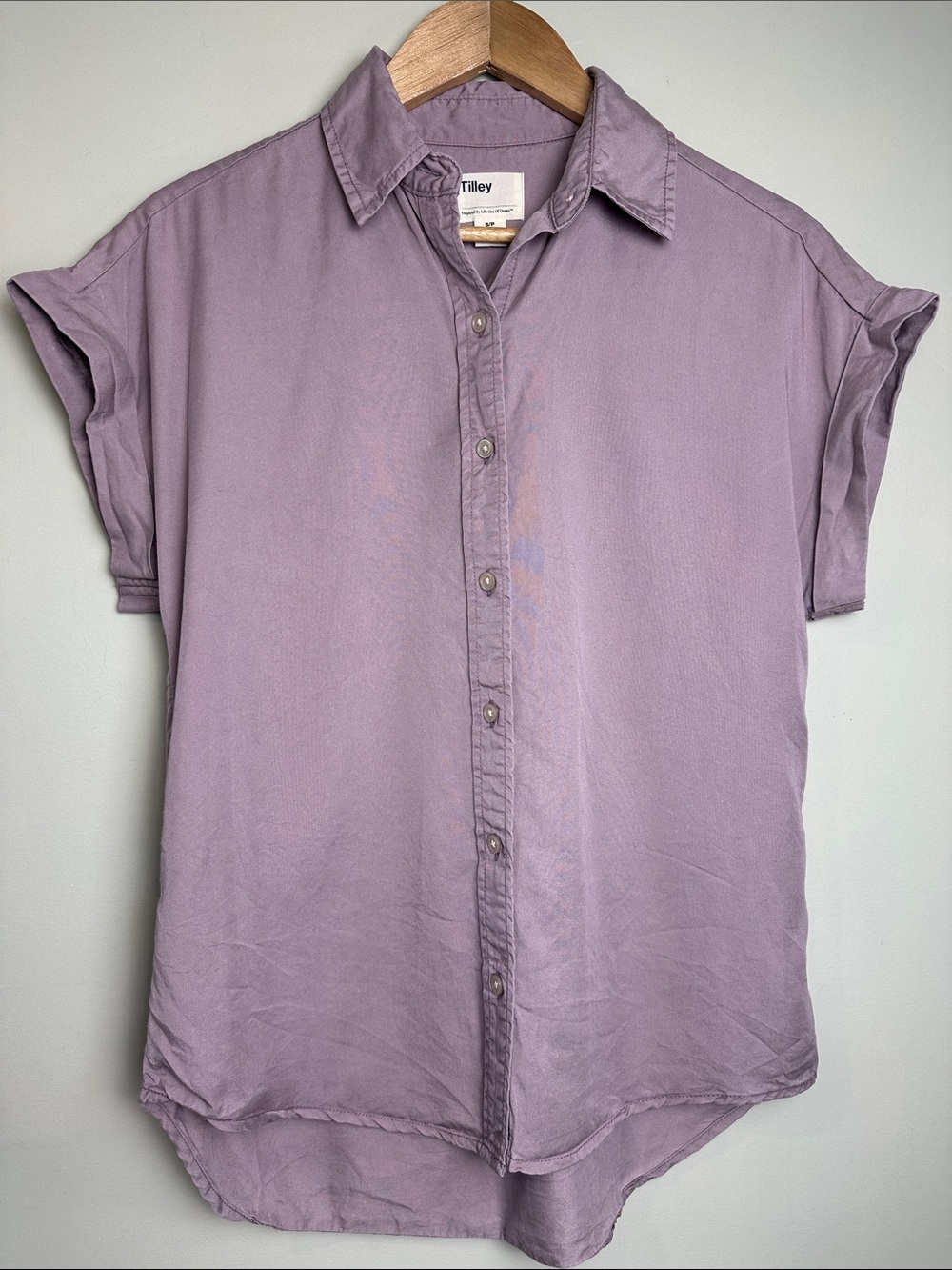 Tilley Tencel Lyocell Lavender Button-Up Shirt camping granola girl hiking short